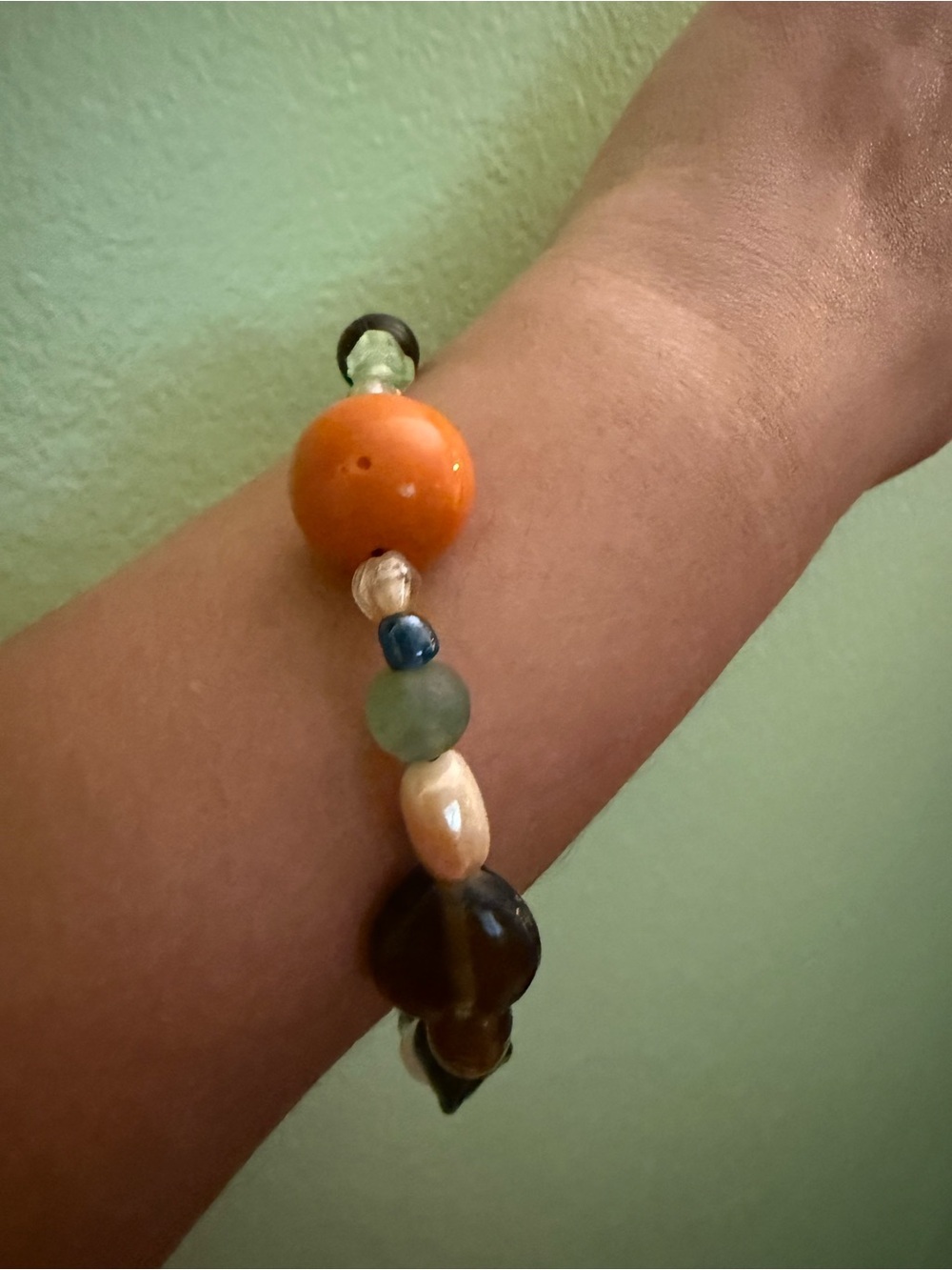 Colorful Beaded Stretch Bracelet - Orange & Multicolor